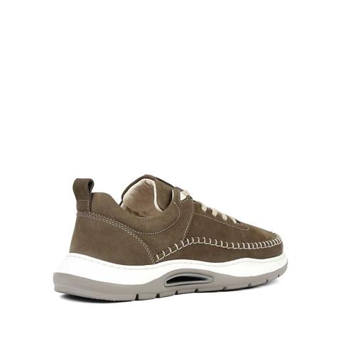 Erkek Haki Bağcıklı Kalın Tabanlı Nubuk Deri Sneaker