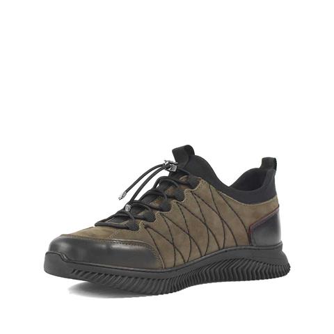 Erkek Haki Bağcıklı Kalın Tabanlı Nubuk Deri Sneaker