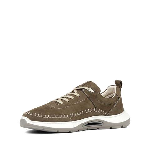 Erkek Haki Bağcıklı Kalın Tabanlı Nubuk Deri Sneaker