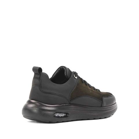 Erkek Haki Bağcıklı Kalın Tabanlı Nubuk Deri Sneaker