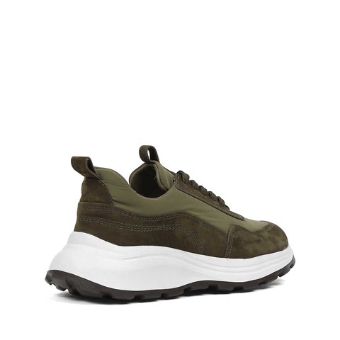 Erkek Haki Kalın Tabanlı Nubuk Deri Sneaker
