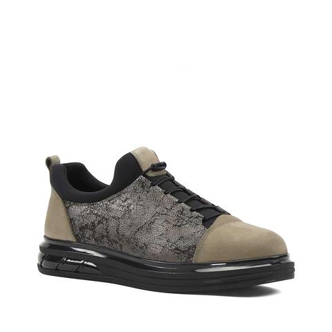 Erkek Haki Kalın Tabanlı Nubuk Deri Sneaker