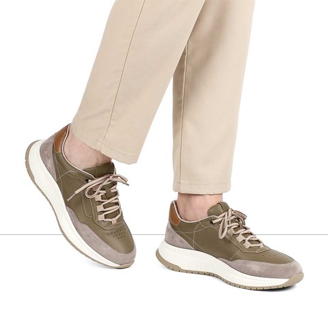 Erkek Haki Vizon Süet Deri Sneaker