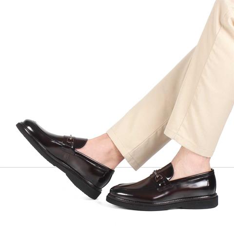 Erkek Kahverengi Açma Deri Loafer