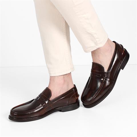 Erkek Kahverengi Açma Deri Loafer