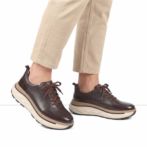 Erkek Kahverengi Açma Deri Sneaker