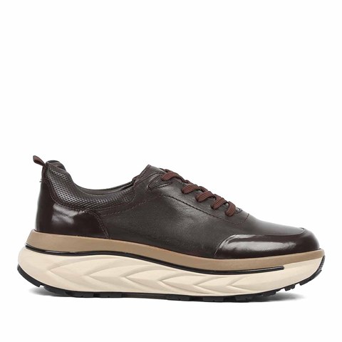 Celal Gültekin Erkek Kahverengi Açma Deri Sneaker