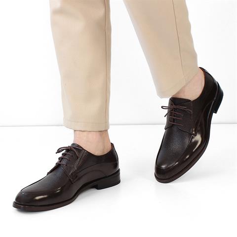 Erkek Kahverengi Bağcıklı Açma Deri Klasik Ayakkabı