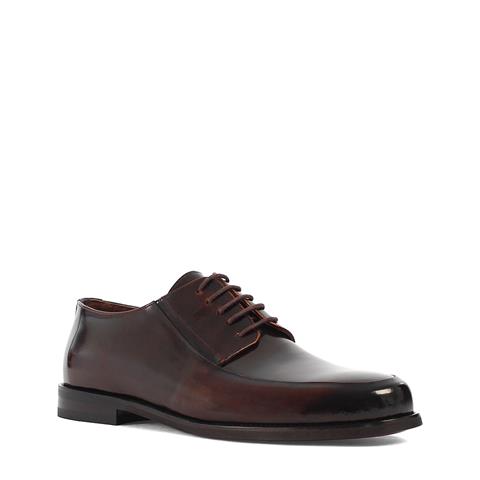 Erkek Kahverengi Bağcıklı Açma Deri Klasik Ayakkabı