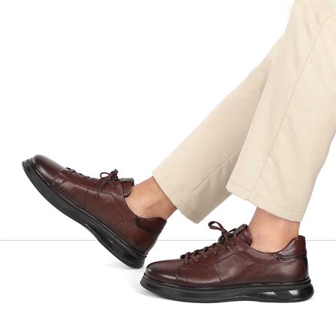 Erkek Kahverengi Bağcıklı Deri Günlük Ayakkabı
