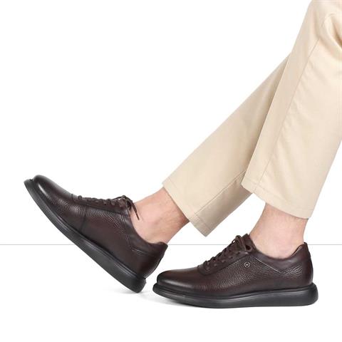 Erkek Kahverengi Bağcıklı Deri Günlük Ayakkabı