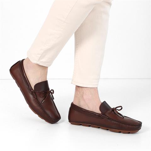 Erkek Kahverengi Bağcıklı Deri Günlük Ayakkabı