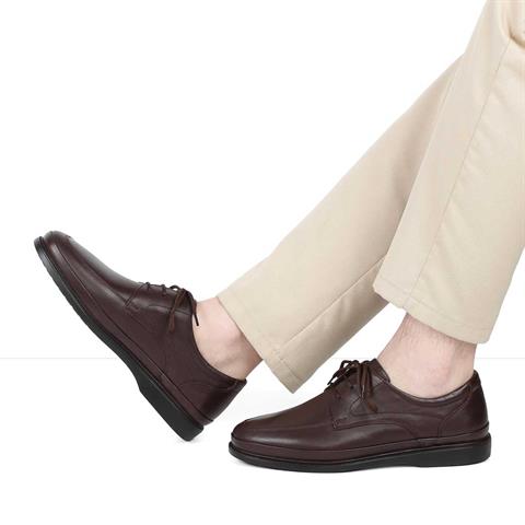 Erkek Kahverengi Bağcıklı Deri Günlük Ayakkabı