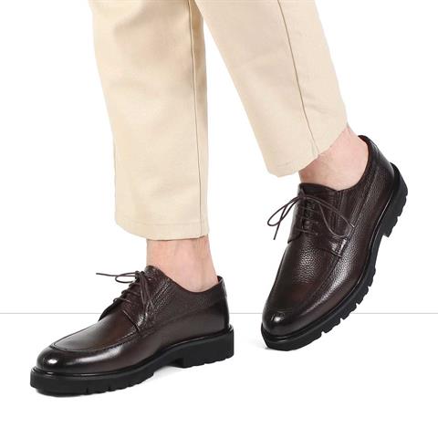 Erkek Kahverengi Bağcıklı Deri Klasik Ayakkabı