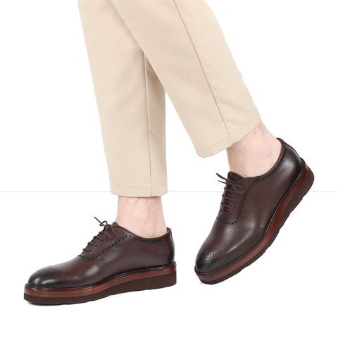 Erkek Kahverengi Bağcıklı Deri Klasik Ayakkabı