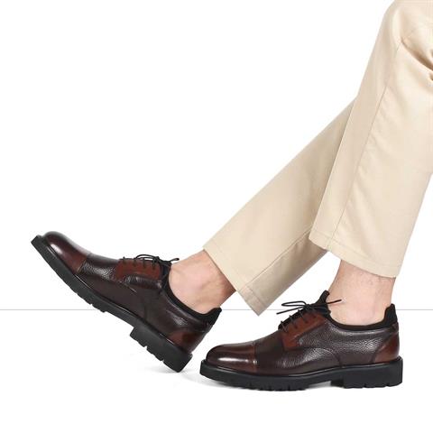 Erkek Kahverengi Bağcıklı Deri Klasik Ayakkabı