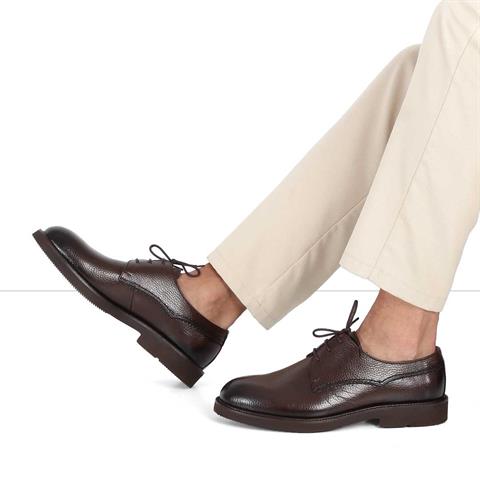 Erkek Kahverengi Bağcıklı Deri Klasik Ayakkabı