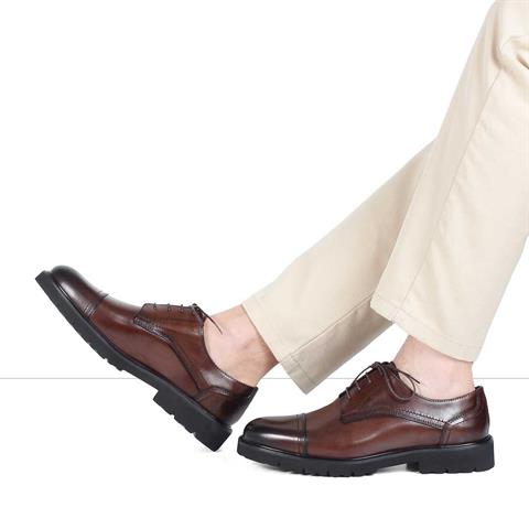 Erkek Kahverengi Bağcıklı Deri Klasik Ayakkabı