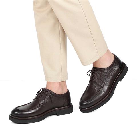 Erkek Kahverengi Bağcıklı Deri Klasik Ayakkabı