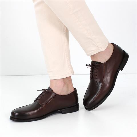 Erkek Kahverengi Bağcıklı Deri Klasik Ayakkabı