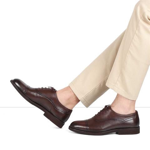 Erkek Kahverengi Bağcıklı Deri Klasik Ayakkabı