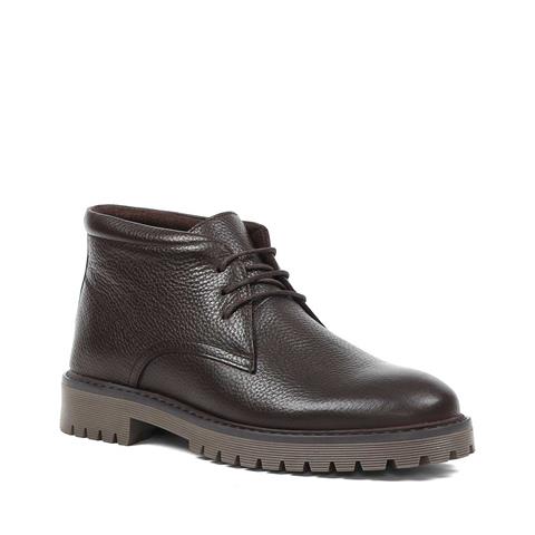 Erkek Kahverengi Bağcıklı Fermuarlı Deri Bot