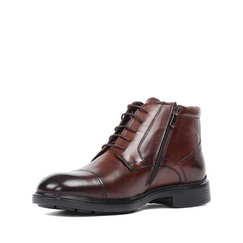 Erkek Kahverengi Bağcıklı Fermuarlı Deri Bot