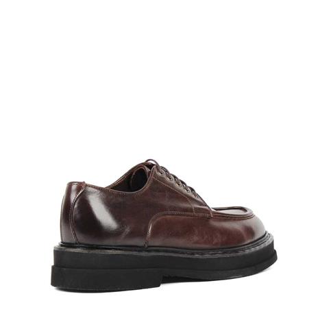 Erkek Kahverengi Bağcıklı Kalın Tabanlı Deri Ayakkabı