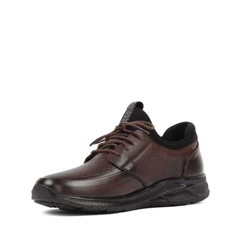 Erkek Kahverengi Bağcıklı Kalın Tabanlı Deri Günlük Ayakkabı