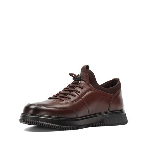 Erkek Kahverengi Bağcıklı Kalın Tabanlı Deri Günlük Ayakkabı