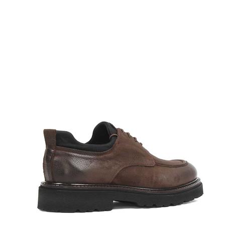 Erkek Kahverengi Bağcıklı Kalın Tabanlı Nubuk Deri Ayakkabı