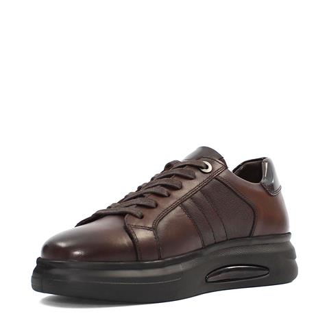 Erkek Kahverengi Bağcıklı Kalın Tabanlı Deri Sneaker