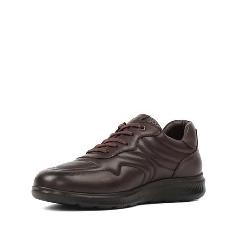 Erkek Kahverengi Bağcıklı Kalın Tabanlı Deri Sneaker