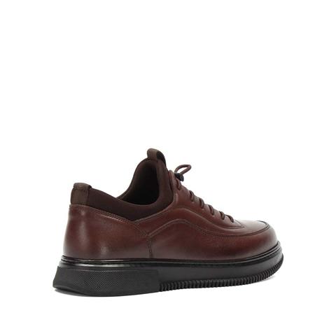 Erkek Kahverengi Bağcıklı Kalın Tabanlı Deri Günlük Ayakkabı