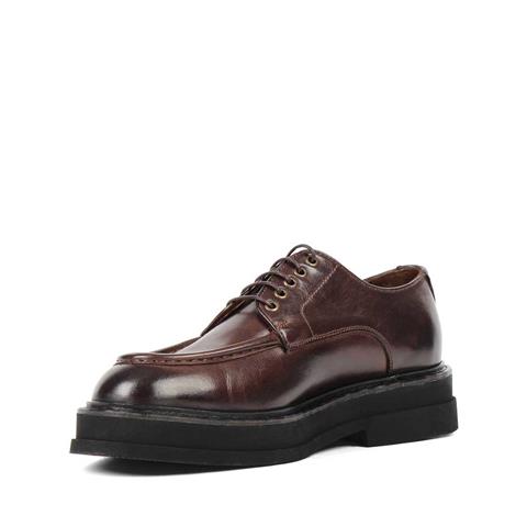 Erkek Kahverengi Bağcıklı Kalın Tabanlı Deri Ayakkabı