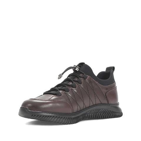 Erkek Kahverengi Bağcıklı Kalın Tabanlı Deri Sneaker