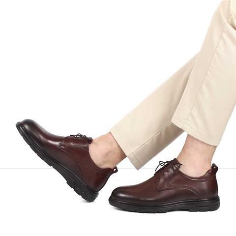 Erkek Kahverengi Bağcıklı Kalın Tabanlı Deri Ayakkabı