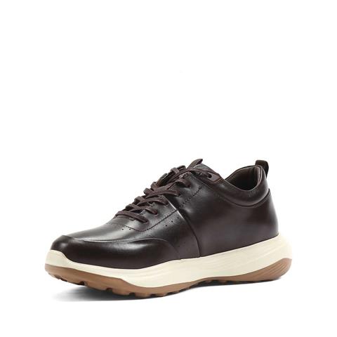 Erkek Kahverengi Bağcıklı Kalın Tabanlı Deri Sneaker