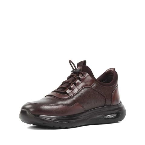 Erkek Kahverengi Bağcıklı Kalın Tabanlı Deri Sneaker