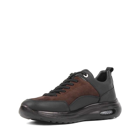 Erkek Kahverengi Bağcıklı Kalın Tabanlı Nubuk Deri Sneaker