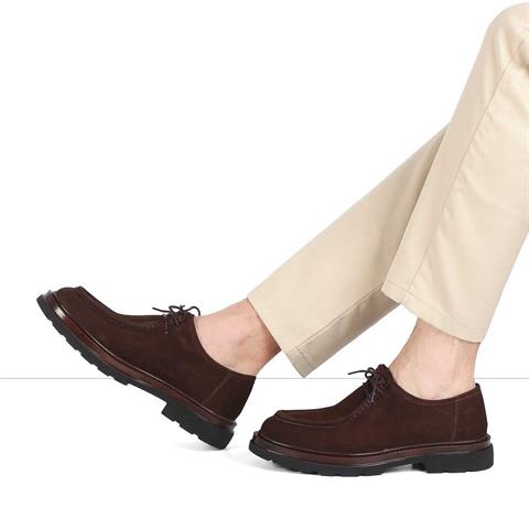 Erkek Kahverengi Bağcıklı Nubuk Deri Günlük Ayakkabı