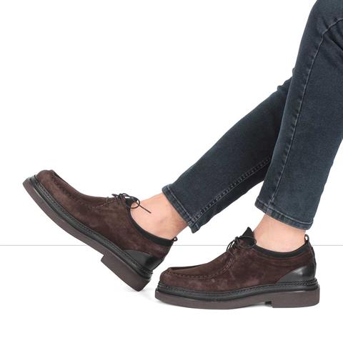 Erkek Kahverengi Bağcıklı Süet Deri Günlük Ayakkabı
