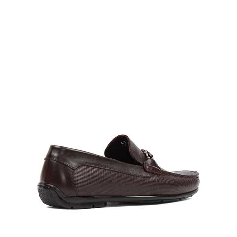 Erkek Kahverengi Baskılı Deri Loafer