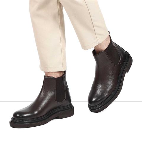 Erkek Kahverengi Deri Chelsea Bot