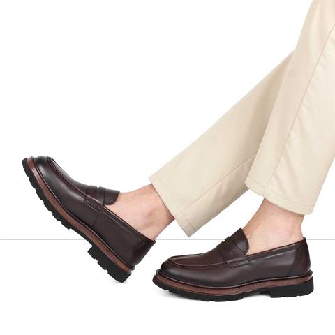 Erkek Kahverengi Deri Günlük Ayakkabı