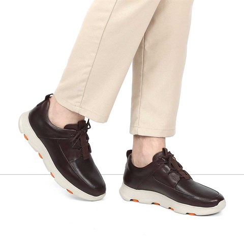 Erkek Kahverengi Deri Sneaker