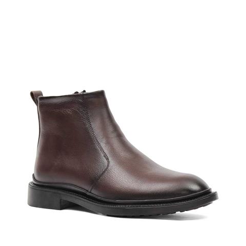 Erkek Kahverengi Fermuarlı Deri Bot