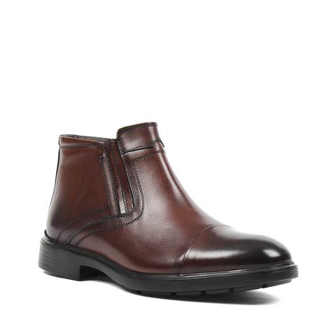 Erkek Kahverengi Fermuarlı Klasik Deri Bot