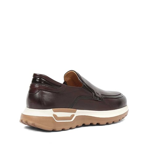 Erkek Kahverengi Kalın Tabanlı Deri Ayakkabı