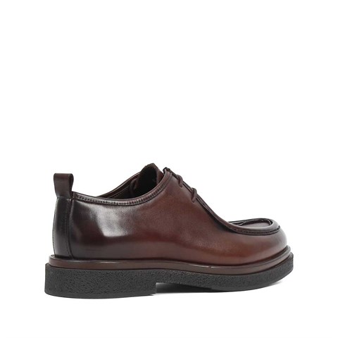 Erkek Kahverengi Kalın Tabanlı Deri Ayakkabı